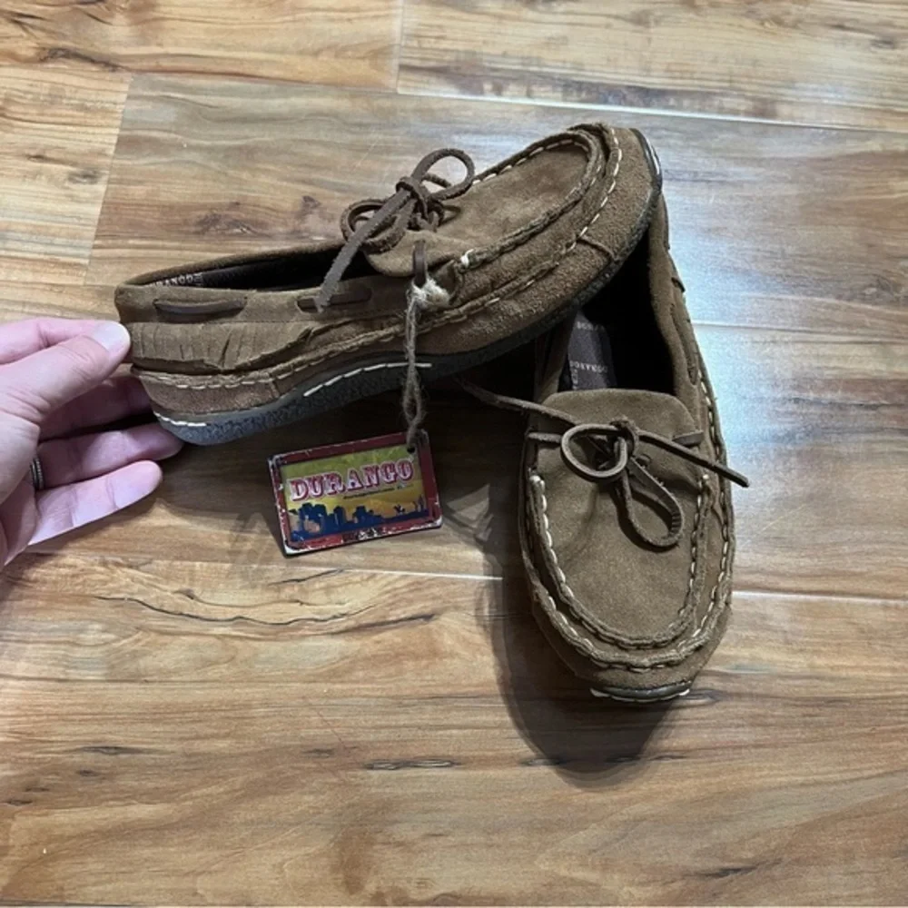 NEW LIL' DURANGO Little Kid Sz 3 Santa Fe Moccasin Loafer Shoe Brown Suede‎